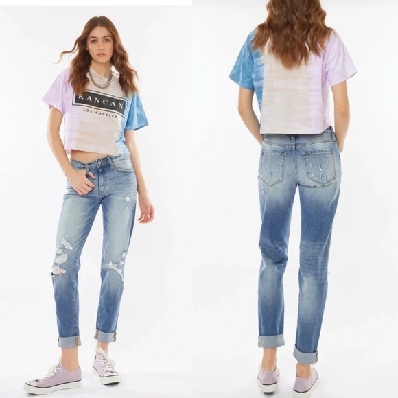 KanCan Euphoria High Rise Distressed Ripped Boyfriend Jeans Size 7/27 - Picture 10 of 10